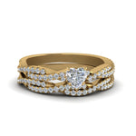 Load image into Gallery viewer, heart-shaped-simple-diamond-twisted-vine-bridal-ring-sets-in-14K-yellow-gold-FD8233HT-NL-YG
