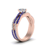 Load image into Gallery viewer, heart-shaped-simple-diamond-twisted-vine-bridal-ring-sets-with-blue-sapphire-in-14K-rose-gold-FD8233HTGSABL-NL-RG
