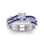 Load image into Gallery viewer, heart-shaped-simple-diamond-twisted-vine-bridal-ring-sets-with-blue-sapphire-in-14K-white-gold-FD8233HTGSABL-NL-WG
