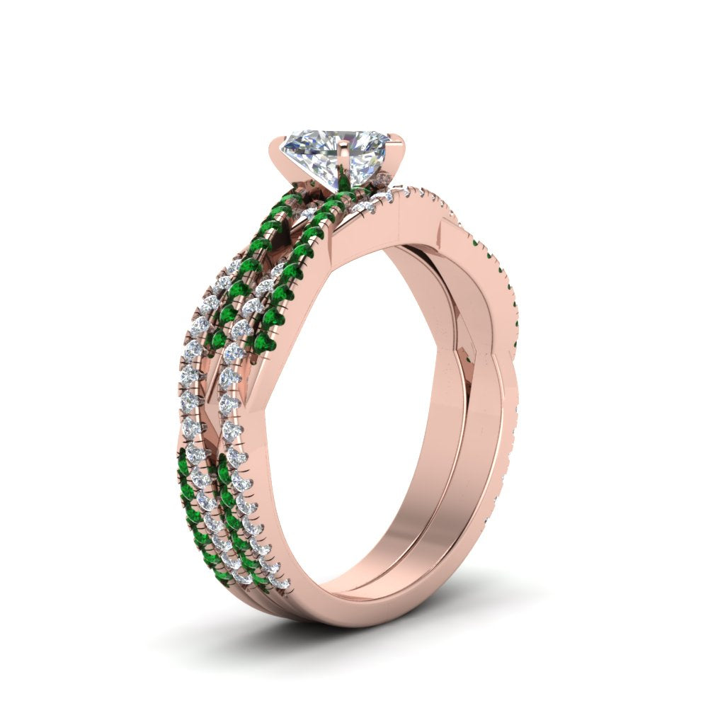 heart-shaped-simple-diamond-twisted-vine-bridal-ring-sets-with-emerald-in-14K-rose-gold-FD8233HTGEMGR-NL-RG