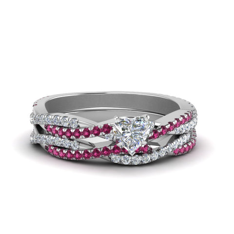 heart-shaped-simple-diamond-twisted-vine-bridal-ring-sets-with-pink-sapphire-in-14K-white-gold-FD8233HTGSADRPI-NL-WG