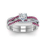 Load image into Gallery viewer, heart-shaped-simple-diamond-twisted-vine-bridal-ring-sets-with-pink-sapphire-in-950-Platinum-FD8233HTGSADRPI-NL-WG
