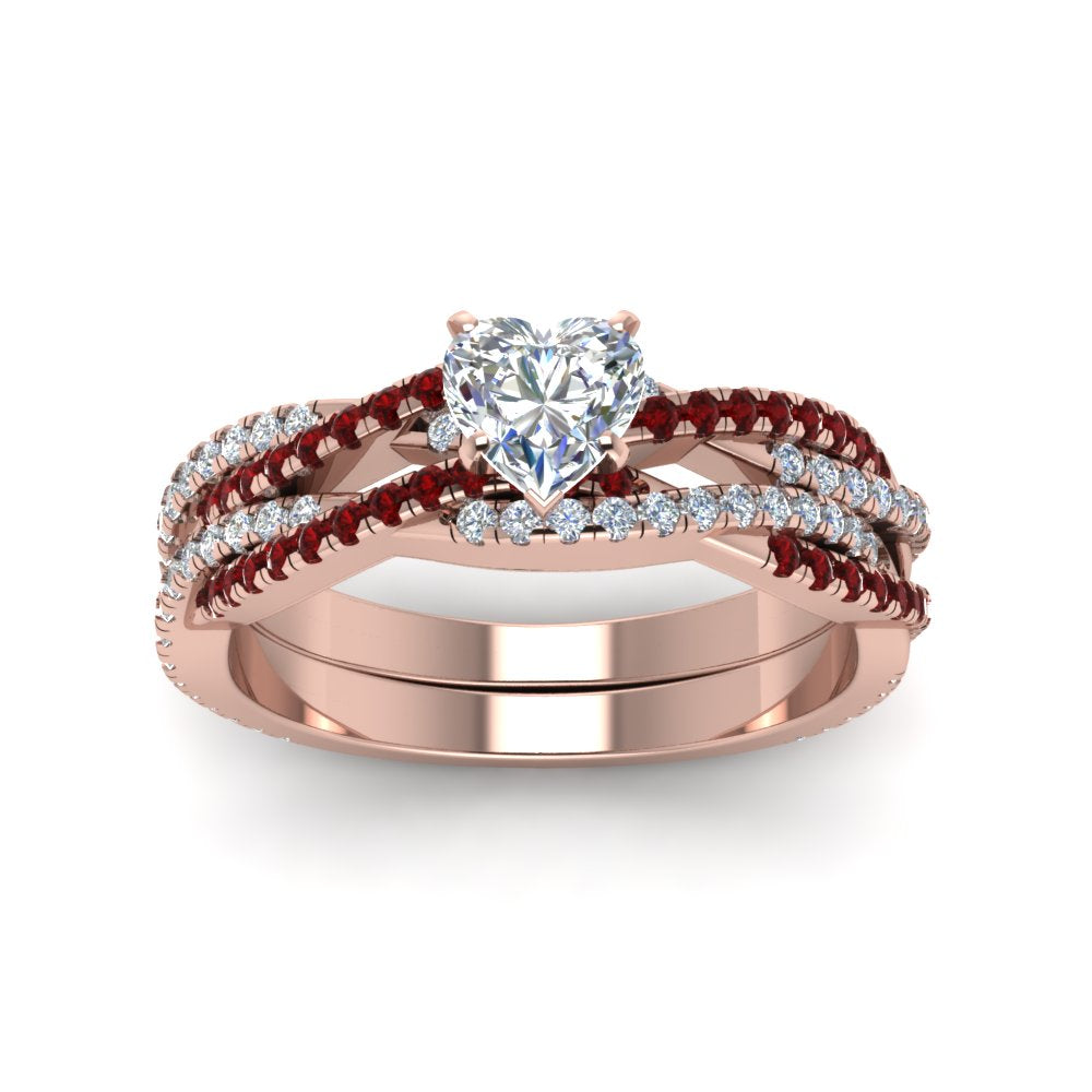 heart-shaped-simple-diamond-twisted-vine-bridal-ring-sets-with-ruby-in-14K-rose-gold-FD8233HTGRUDR-NL-RG