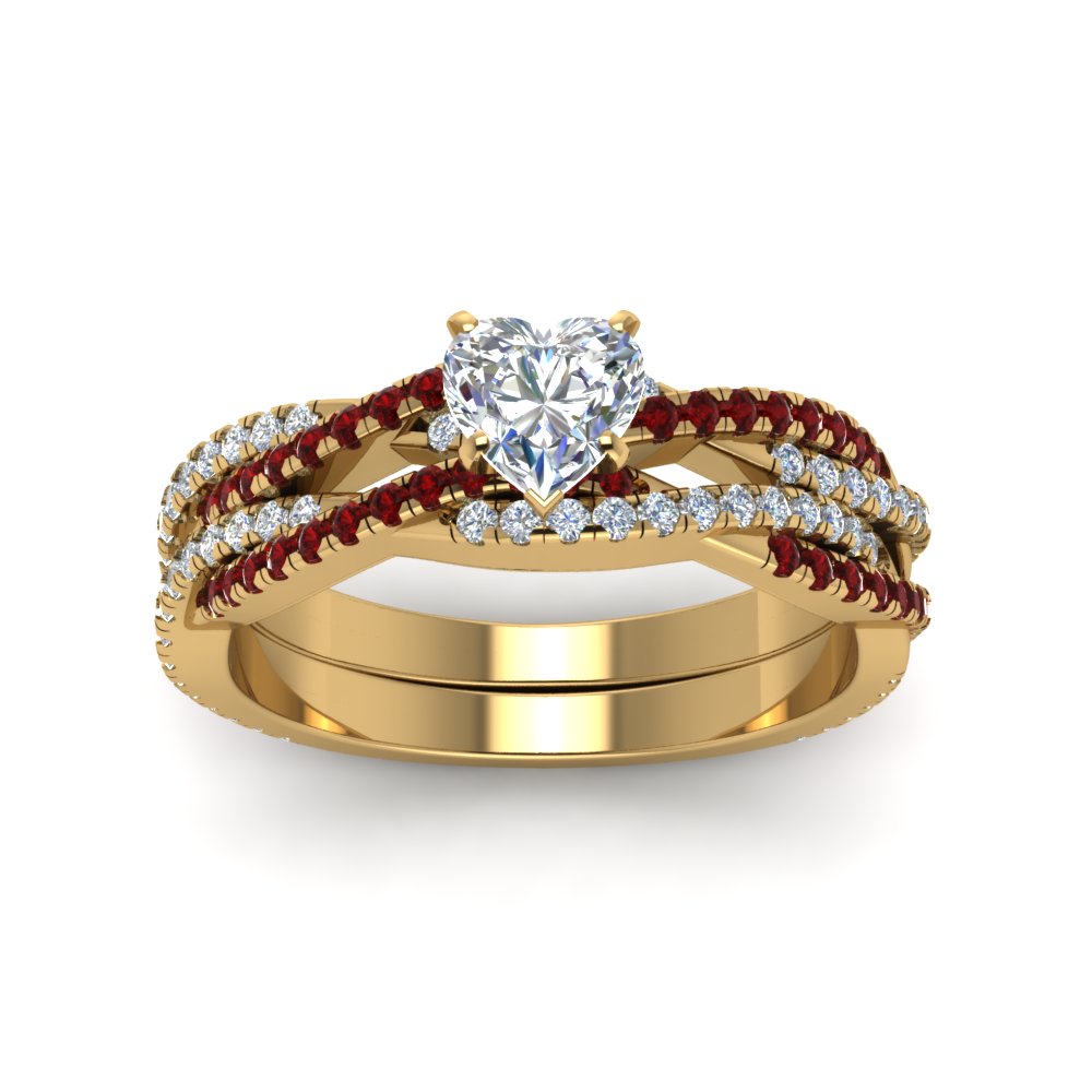 heart-shaped-simple-diamond-twisted-vine-bridal-ring-sets-with-ruby-in-14K-yellow-gold-FD8233HTGRUDR-NL-YG