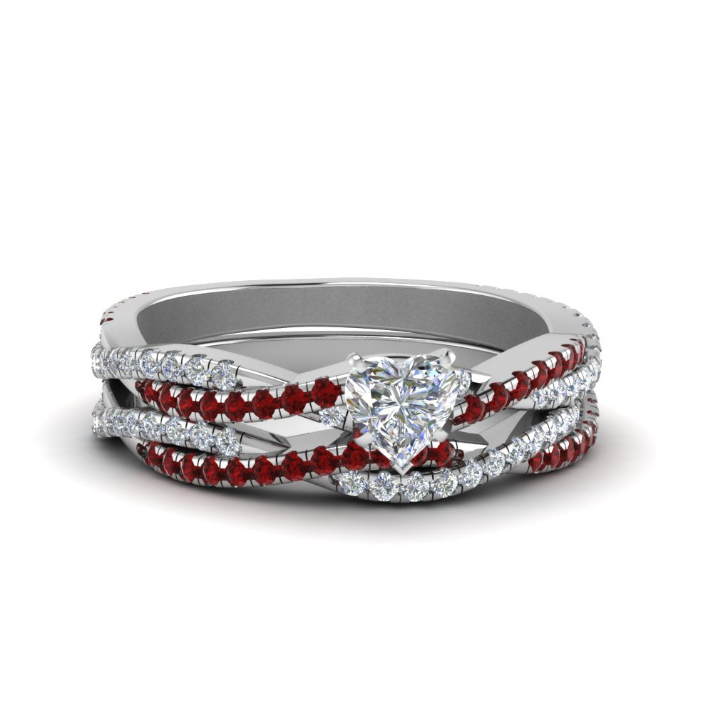 heart-shaped-simple-diamond-twisted-vine-bridal-ring-sets-with-ruby-in-950-Platinum-FD8233HTGRUDR-NL-WG