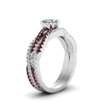 Load image into Gallery viewer, heart-shaped-simple-diamond-twisted-vine-bridal-ring-sets-with-ruby-in-950-Platinum-FD8233HTGRUDR-NL-WG

