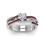 Load image into Gallery viewer, heart-shaped-simple-diamond-twisted-vine-bridal-ring-sets-with-ruby-in-950-Platinum-FD8233HTGRUDR-NL-WG
