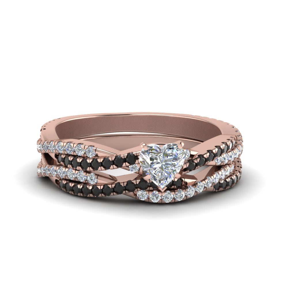 heart-shaped-simple-twisted-vine-bridal-ring-sets-with-black-diamond-in-14K-rose-gold-FD8233HTGBLACK-NL-RG