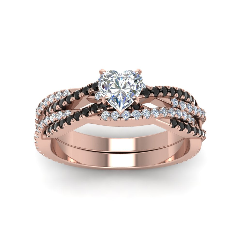 heart-shaped-simple-twisted-vine-bridal-ring-sets-with-black-diamond-in-14K-rose-gold-FD8233HTGBLACK-NL-RG
