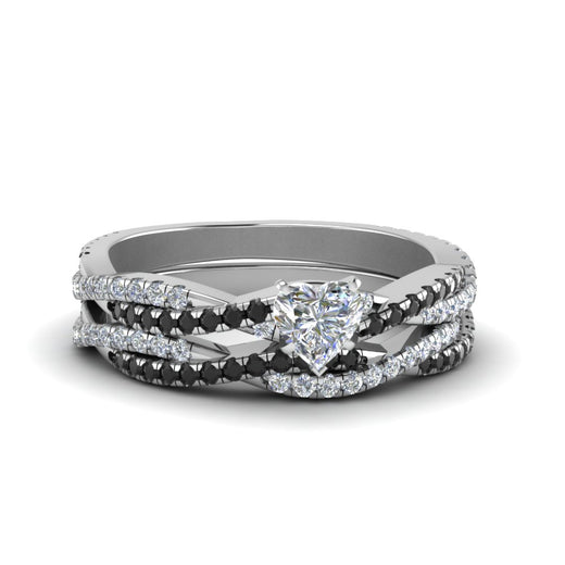 heart-shaped-simple-twisted-vine-bridal-ring-sets-with-black-diamond-in-14K-white-gold-FD8233HTGBLACK-NL-WG