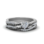 Load image into Gallery viewer, heart-shaped-simple-twisted-vine-bridal-ring-sets-with-black-diamond-in-950-Platinum-FD8233HTGBLACK-NL-WG
