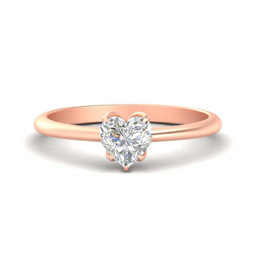 Heart Solitaire Ring With Floral Head