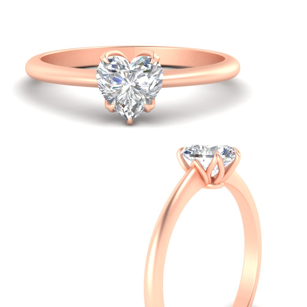 Heart Solitaire Ring With Floral Head