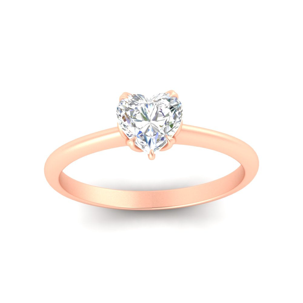 Heart Solitaire Ring With Floral Head