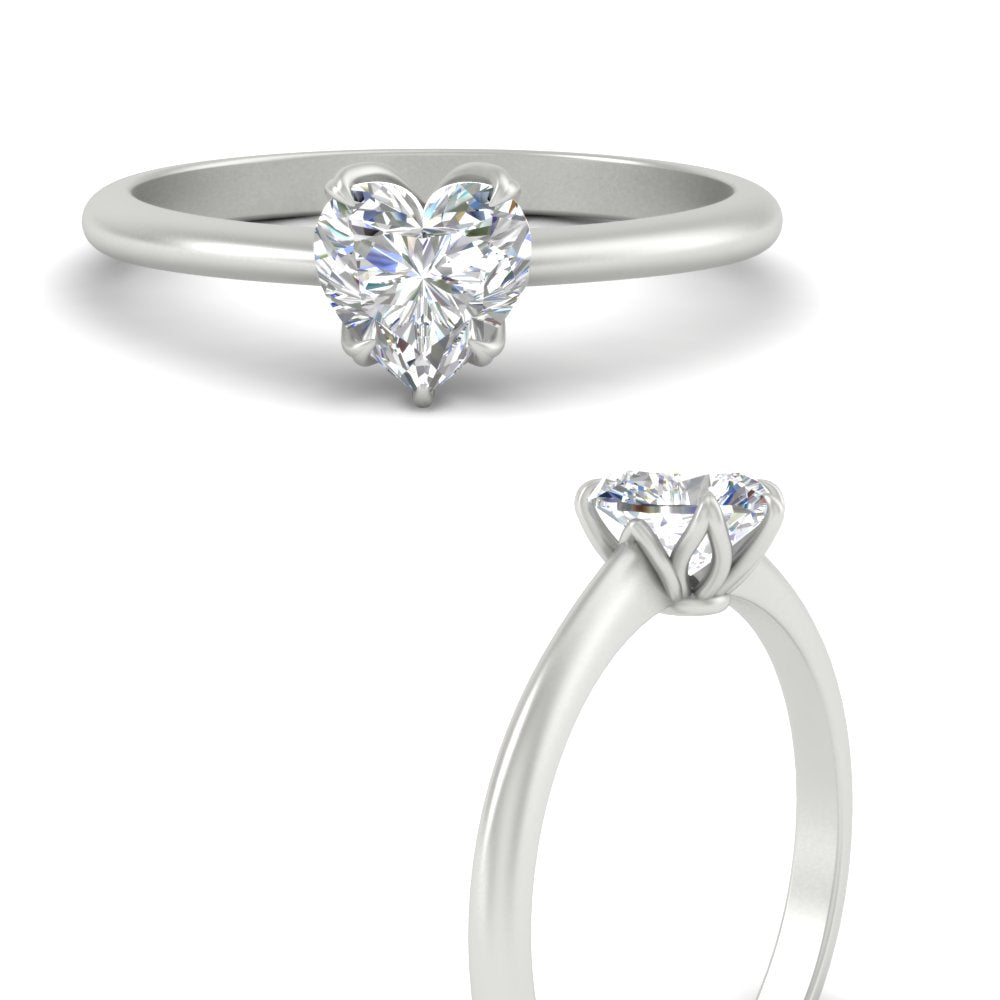 Heart Solitaire Ring With Floral Head