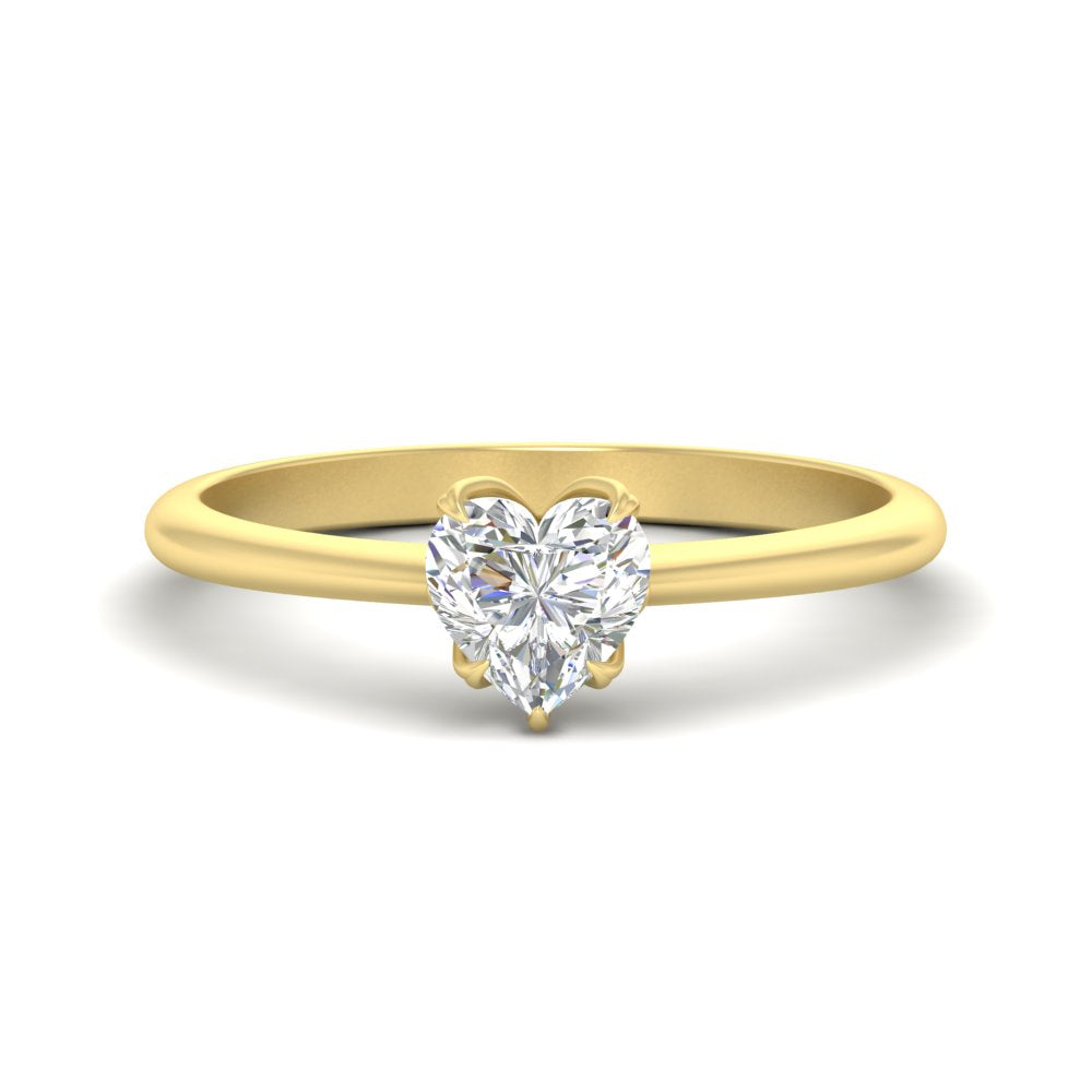 Heart Solitaire Ring With Floral Head