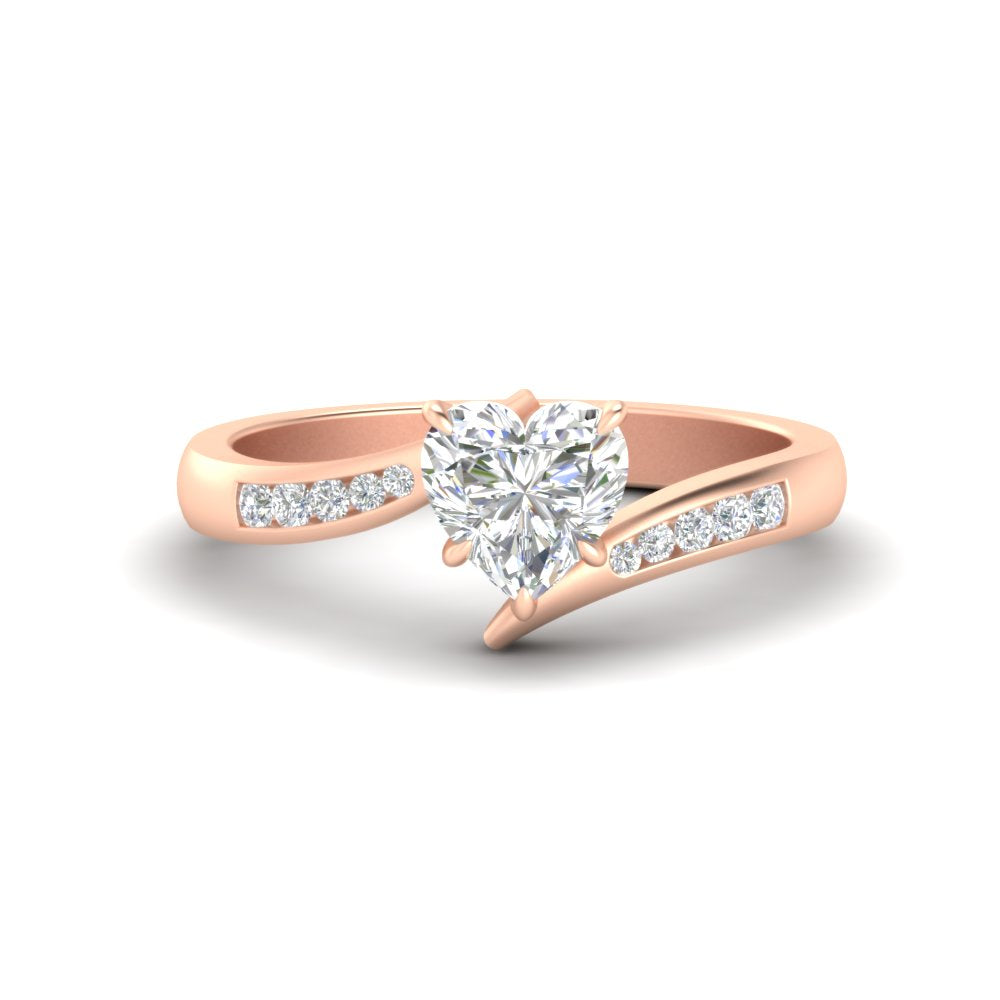 Heart Shaped Channel Set Swirl Diamond Ring