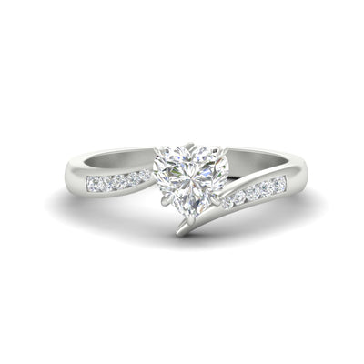 Heart Shaped Channel Set Swirl Diamond Ring