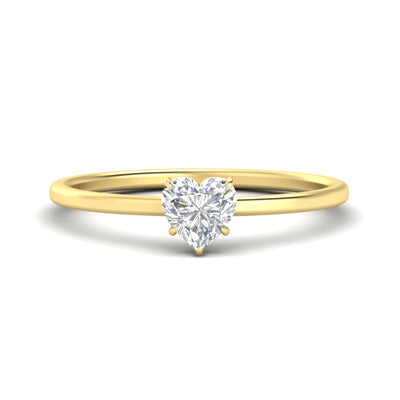 Heart Shaped Thin Classic Solitaire Ring