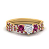 Load image into Gallery viewer, heart-shaped-twisted-floral-prong-pink-sapphire-wedding-set-in-yellow-gold-FD10257HTGSADRPI-NL-YG?v=1756359990