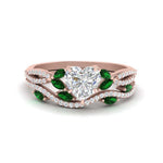 Load image into Gallery viewer, heart-shaped-lab-diamond-and-emerald-twisted-ring-with-band-in-rose-gold-fdenr3211ht2-3-00-ct-nl-rg
