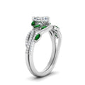 Thumbnail 38 - heart-shaped-twisted-vine-luxury-emerald-bridal-ring-set-in-white-gold-FDENR3211HTGEMGRANGLE3-NL-WG