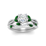 Load image into Gallery viewer, heart-shaped-twisted-vine-luxury-emerald-bridal-ring-set-in-white-gold-FDENR3211HTGEMGRANGLE3-NL-WG
