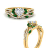 Load image into Gallery viewer, heart-shaped-twisted-vine-luxury-emerald-bridal-ring-set-in-yellow-gold-FDENR3211HTGEMGRANGLE3-NL-YG