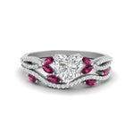 Load image into Gallery viewer, heart-shaped-twisted-vine-luxury-pink-sapphire-bridal-ring-set-in-white-gold-FDENR3211HTGSADRPIANGLE3-NL-WG

