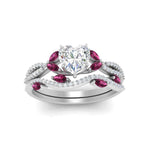 Load image into Gallery viewer, heart-shaped-twisted-vine-luxury-pink-sapphire-bridal-ring-set-in-white-gold-FDENR3211HTGSADRPIANGLE3-NL-WG
