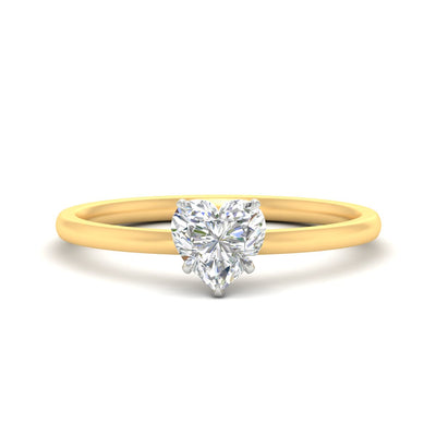 Heart Shaped Two Tone Comfort Fit Solitaire Diamond Ring