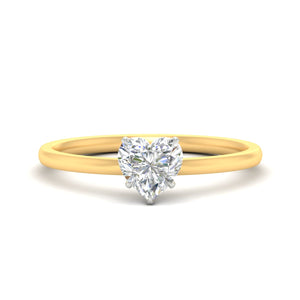 Heart Shaped Two Tone Comfort Fit Solitaire Diamond Ring
