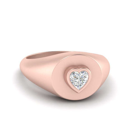 Heart Signet Diamond Ring