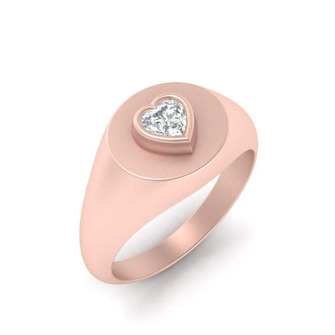 Heart Signet Diamond Ring