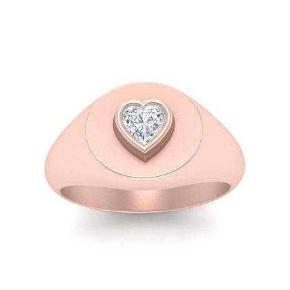 Heart Signet Diamond Ring