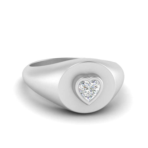 Heart Signet Diamond Ring