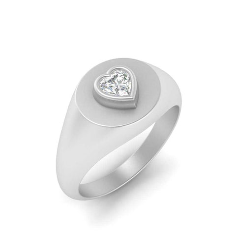 Heart Signet Diamond Ring