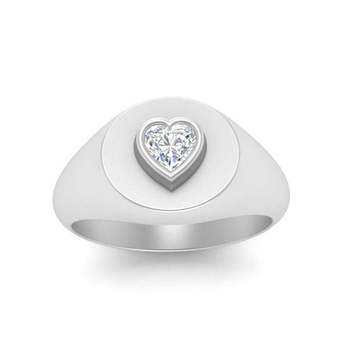 Heart Signet Diamond Ring