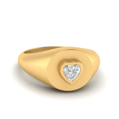 Heart Signet Diamond Ring