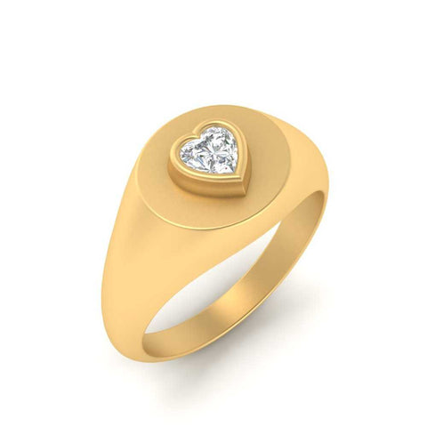 Heart Signet Diamond Ring