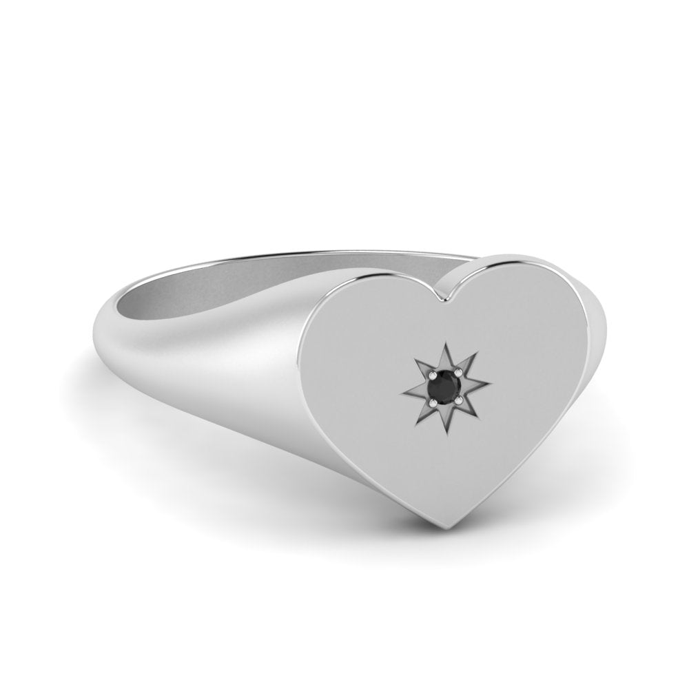 Heart Starburst Signet Promise Ring