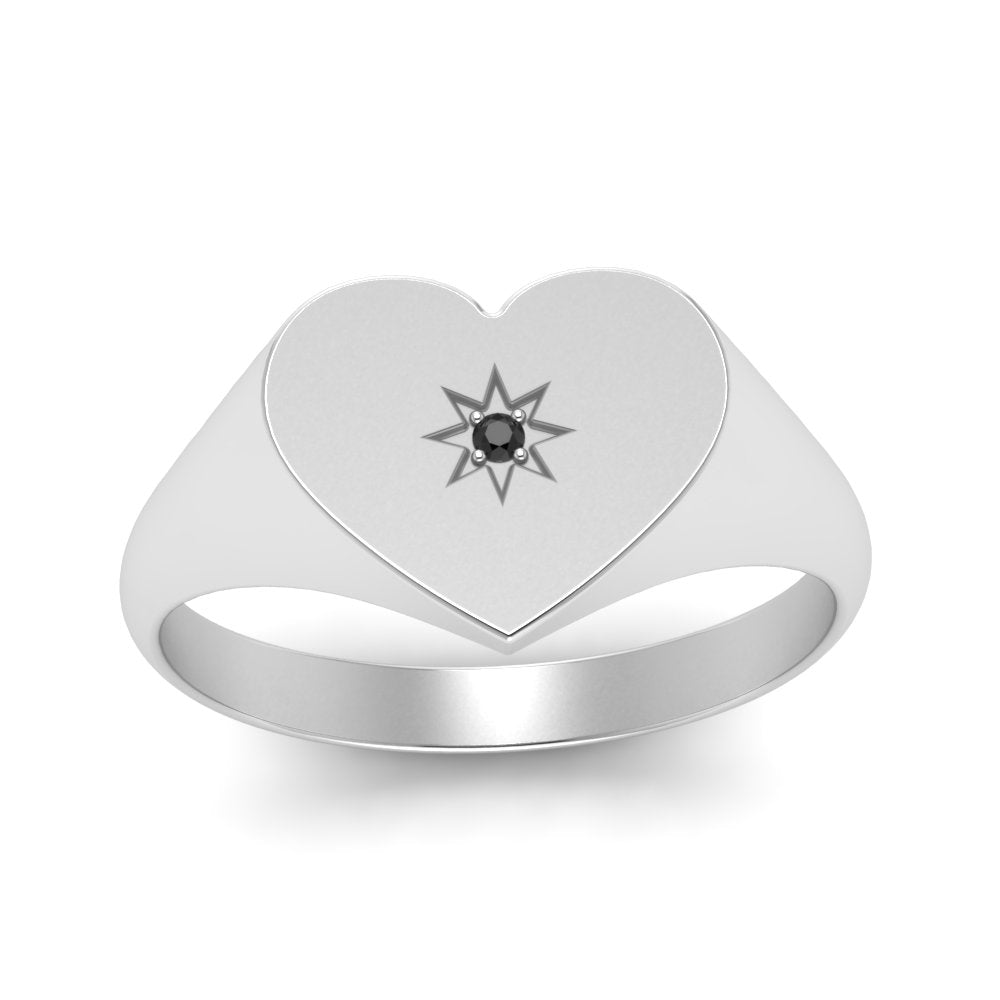 Heart Starburst Signet Promise Ring