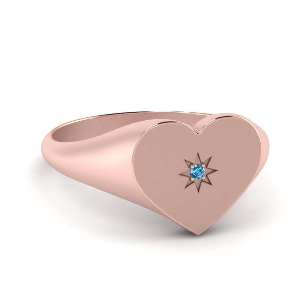 Heart Starburst Signet Promise Ring