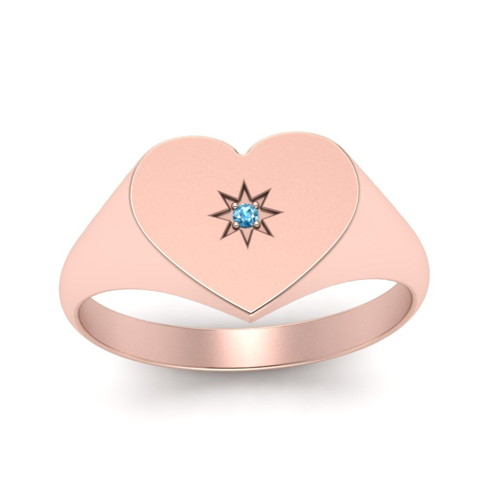 Heart Starburst Signet Promise Ring