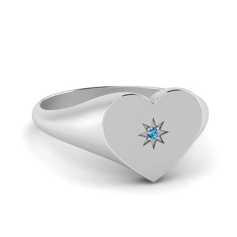Heart Starburst Signet Promise Ring