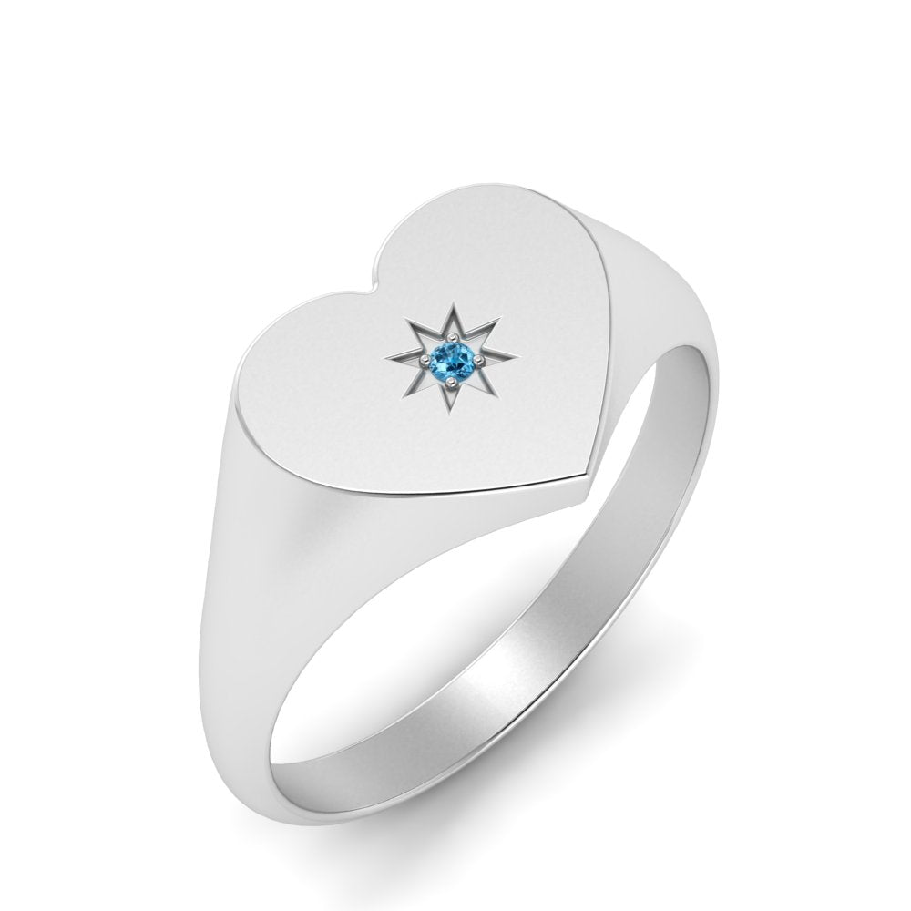 Heart Starburst Signet Promise Ring