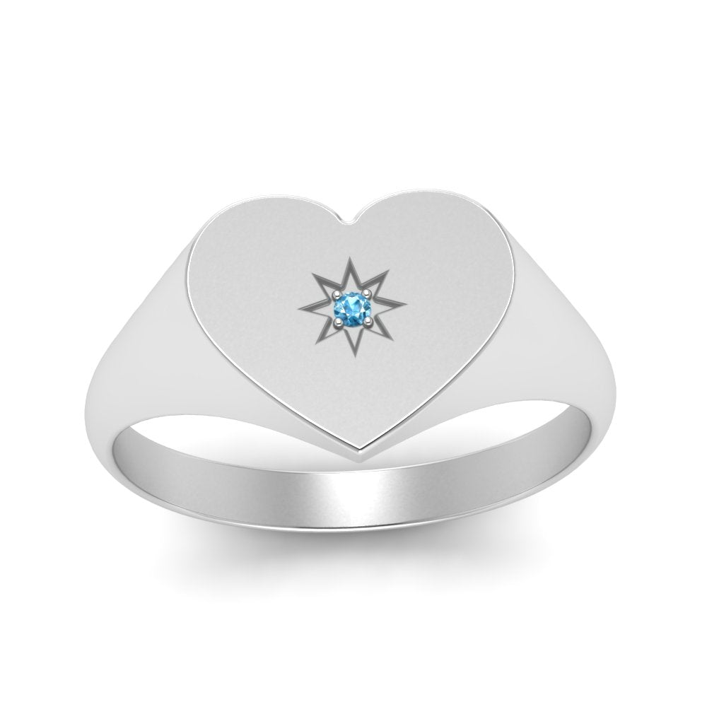 Heart Starburst Signet Promise Ring