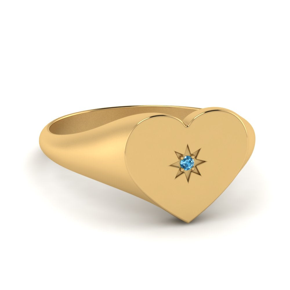 Heart Starburst Signet Promise Ring