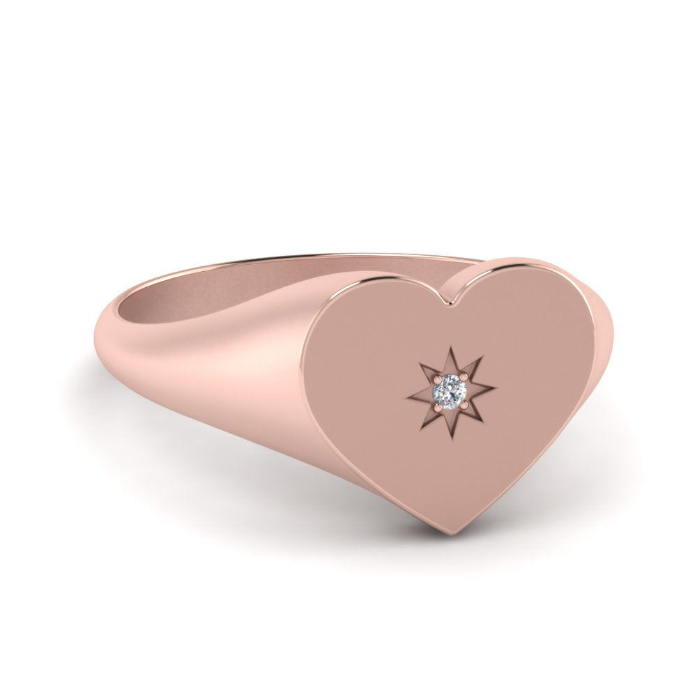 Heart Starburst Signet Promise Ring