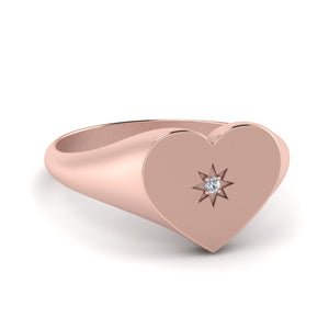 Heart Starburst Signet Promise Ring